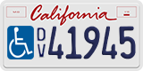 California, Disabled Veteran (D/V12345, 12345D/V, DV12345)