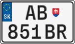 License plate of Slovakia, Cars