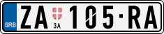 License plate of Serbia, Cars
