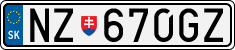 License plate of Slovakia, Cars