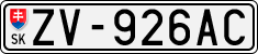 License plate of Slovakia, Cars