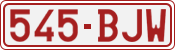 License plate of Belgium, 1951 year system