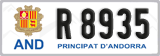 License plate of Andorra, Cars (A 1234)