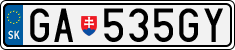 License plate of Slovakia, Cars