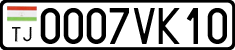 License plate of Tajikistan, Private owners (2009)