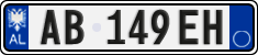 License plate of Albania, Cars (2011)