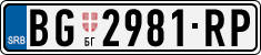 License plate of Serbia, Cars