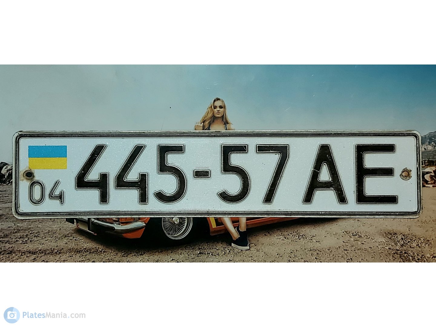 04 445-57 AE, License plate without vehicle 