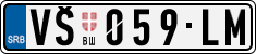 License plate of Serbia, Cars