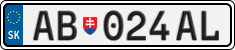 License plate of Slovakia, Cars