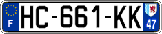French license plate, SIV (ordinary)