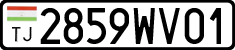 License plate of Tajikistan, Private owners (2009)