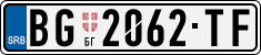 License plate of Serbia, Cars