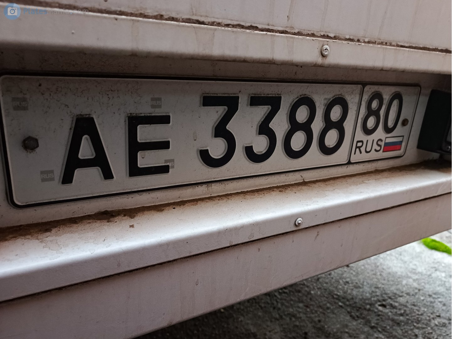 ае 3388 80, License plate without vehicle 