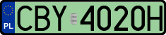 License plates of Poland, Electric vehicles