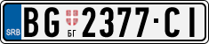 License plate of Serbia, Cars
