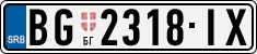 License plate of Serbia, Cars