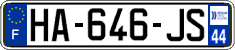 French license plate, SIV (ordinary)