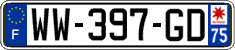 French license plate, SIV (temporary)