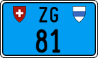 License plate of Switzerland, Work and fire vehicles (blue)