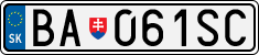 License plate of Slovakia, Cars