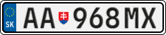 License plate of Slovakia, Cars