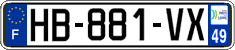 French license plate, SIV (ordinary)