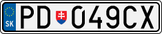 License plate of Slovakia, Cars