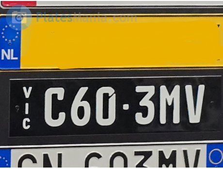 C60 3MV, License plate without vehicle