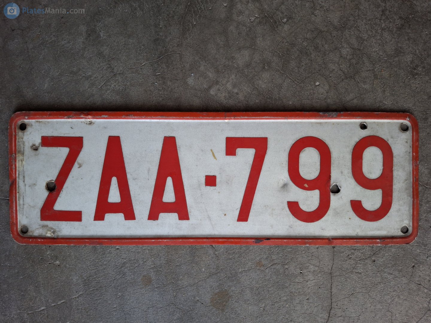 ZAA-799, License plate without vehicle 
