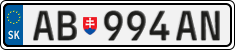 License plate of Slovakia, Cars