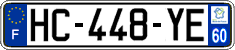 French license plate, SIV (ordinary)