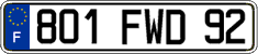 French license plate, FNI