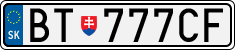 License plate of Slovakia, Cars