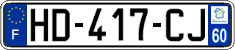 French license plate, SIV (ordinary)
