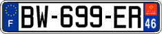 French license plate, SIV (ordinary)