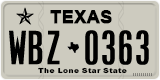 Texas, Regular plates (2012) (АBC-1234)