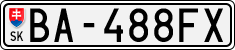 License plate of Slovakia, Cars