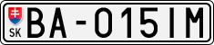License plate of Slovakia, Cars