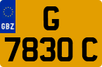 License plate of Gibraltar, Regular car plates (G 1234 A)