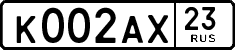 License plate Russia, Cars