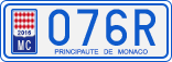 License plate of Monaco, Cars