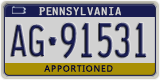 Pennsylvania, Specialty plates (AB-123XX)