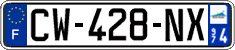 French license plate, SIV (ordinary)