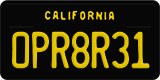 California, Vanity Plates