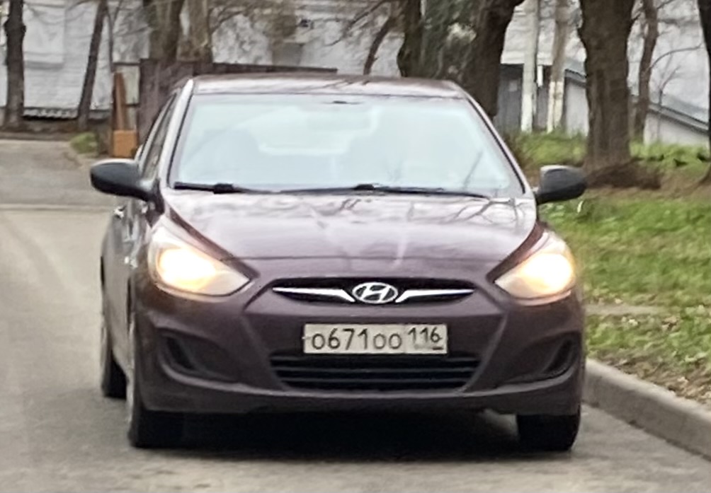 о 671 оо 116, Hyundai Solaris 1st gen Sedan (RB), 2011–2014