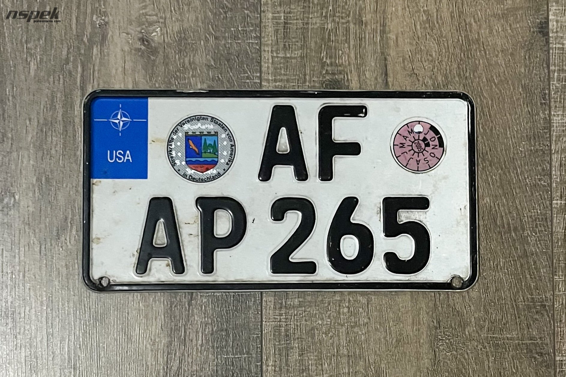 AF AP 265, License plate without vehicle 