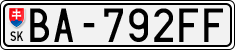 License plate of Slovakia, Cars
