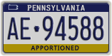 Pennsylvania, Specialty plates (AB-123XX)