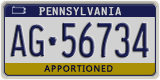 Pennsylvania, Specialty plates (AB-123XX)